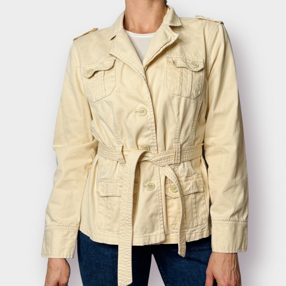 Y2K French Cuff Khaki Belted Jacket Size M/L - Picture 4 of 8